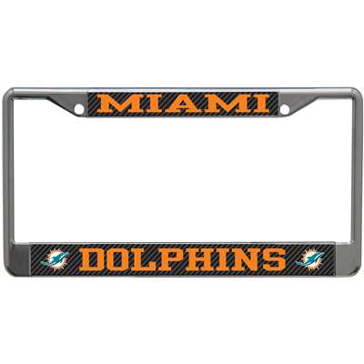 Miami Dolphins Metal License Plate Frame - Carbon Fiber