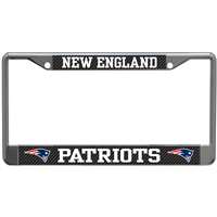 New England Patriots Metal License Plate Frame - Carbon Fiber
