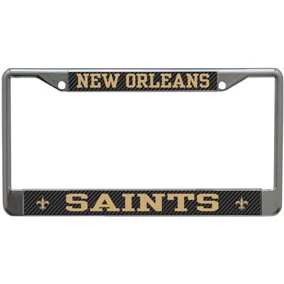 New Orleans Saints Metal License Plate Frame - Carbon Fiber