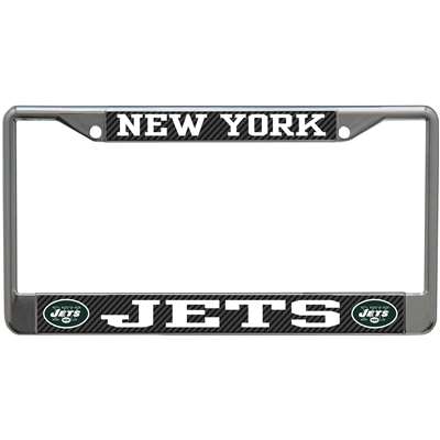 New York Jets Metal License Plate Frame - Carbon Fiber