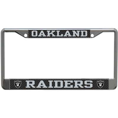 Oakland Raiders Metal License Plate Frame - Carbon Fiber