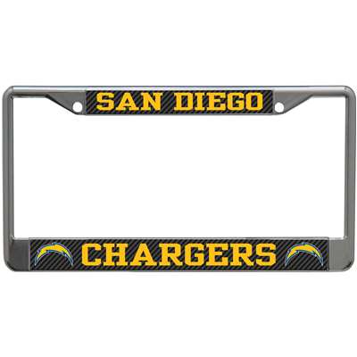 San Diego Chargers Metal License Plate Frame - Carbon Fiber