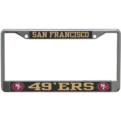 San Francisco 49ers Metal License Plate Frame - Carbon Fiber