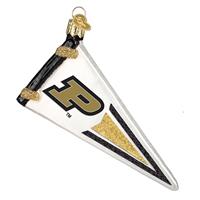 Purdue Boilermakers Glass Christmas Ornament - Pennant