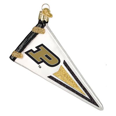 Purdue Boilermakers Glass Christmas Ornament - Pennant