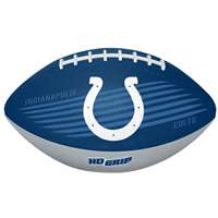 This mini rubber football by Rawlings is done in team color with screen printed team logos and graphics. The molded rubber ball has an HD grip that features 5 times the amount of pebbles compared to standard rubber ball patters for an improved grip. Mini