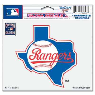 Texas Rangers Ultra decals 5" x 6" - Cooperstown Logo
