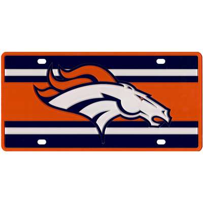 Denver Broncos Full Color Super Stripe Inlay License Plate