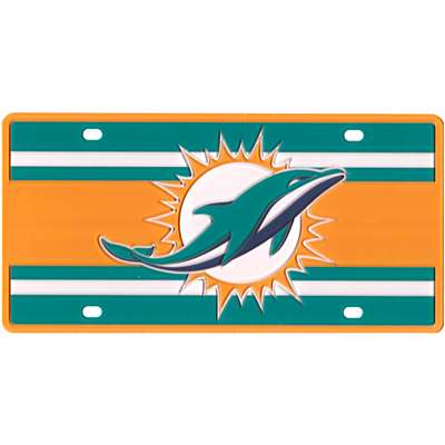 Miami Dolphins Full Color Super Stripe Inlay License Plate
