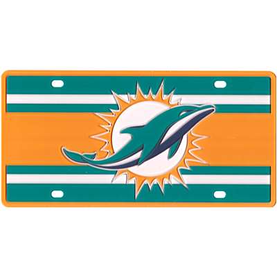 Miami Dolphins Full Color Super Stripe Inlay License Plate