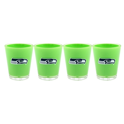 Seattle Seahawks Shot Glass - Neon Green - 4 Pack