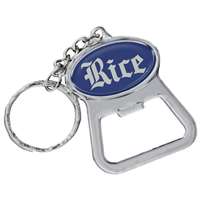 Rice Owls Metal Key Chain And Bottle Opener W/domed Insert