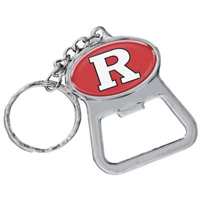 Rutgers Scarlet Knights Metal Key Chain And Bottle Opener W/domed Insert