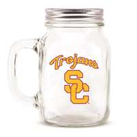Usc Trojans Glass Mason Jar Mug w/Lid