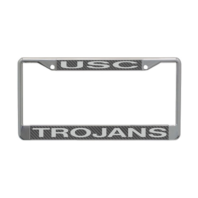 USC Trojans Metal License Plate Frame - Carbon Fiber