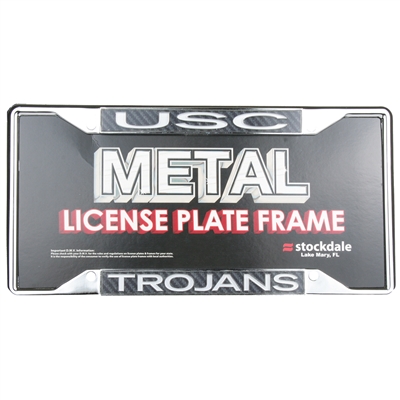 USC Trojans Metal License Plate Frame - Carbon Fiber - Alt
