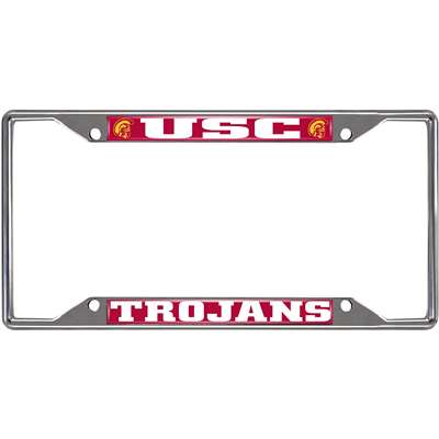 USC Trojans Chrome Metal License Plate Frame