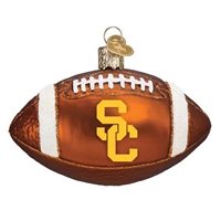 USC Trojans Glass Christmas Ornament - Football