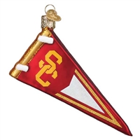 USC Trojans Glass Christmas Ornament - Pennant