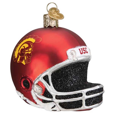 USC Trojans Glass Christmas Ornament - Football He
