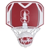 Miniature basketball and hoop set by Baden. Has team logo on ball and backboard of hoop. Made to mount on doors or walls.