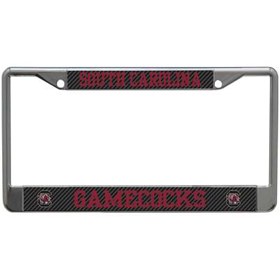 South Carolina Gamecocks Metal License Plate Frame - Carbon Fiber