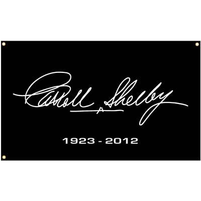 Carroll Shelby 3' x 5' Black Flag - Autograph