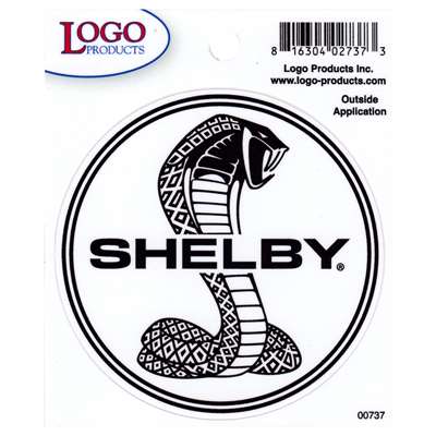 Carroll Shelby Round Decal - Cobra - Black - Medium