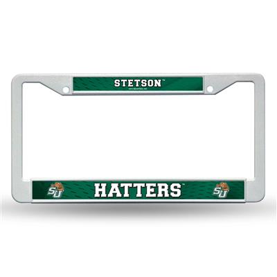 Stetson Hatters White Plastic License Plate Frame