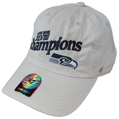 Seattle Seahawks 47 Brand Super Bowl XLVIII Champions Natural Adjustable Hat Cap