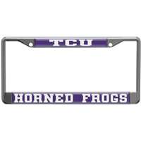 TCU Horned Frogs Metal License Plate Frame W/domed Insert