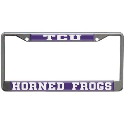 TCU Horned Frogs Metal License Plate Frame W/domed Insert