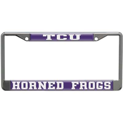 TCU Horned Frogs Metal License Plate Frame W/domed Insert