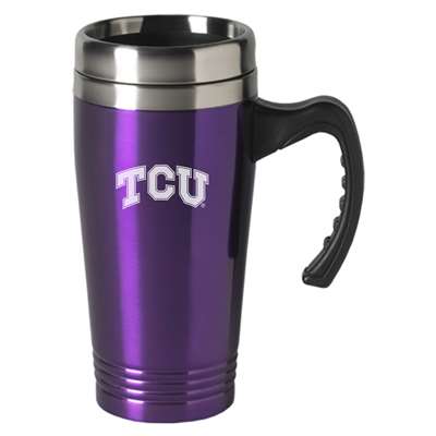 TCU Horned Frogs Engraved 16oz Stainless Steel Travel Mug - Purple
