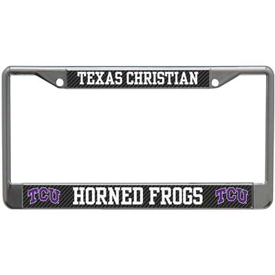 TCU Horned Frogs Metal License Plate Frame - Carbon Fiber