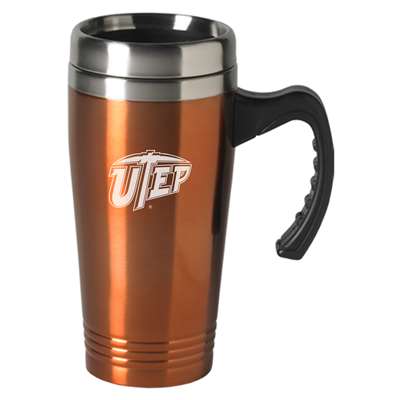 UTEP Miners Engraved 16oz Stainless Steel Travel Mug - Orange