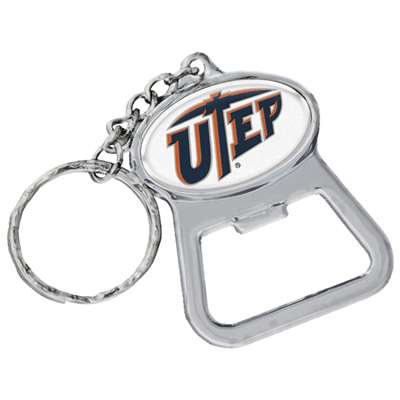 Utep Miners Metal Key Chain And Bottle Opener W/domed Insert
