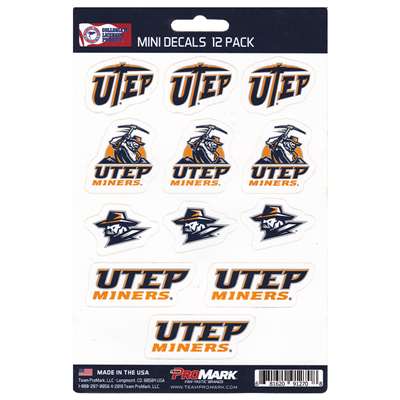 UTEP Miners Mini Decals - 12 Pack