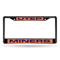UTep Miners Inlaid Acrylic Black License Plate Frame