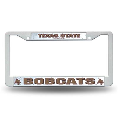 Texas State Bobcats White Plastic License Plate Frame