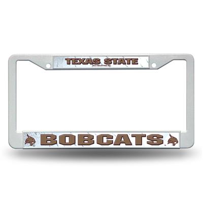 Texas State Bobcats White Plastic License Plate Frame