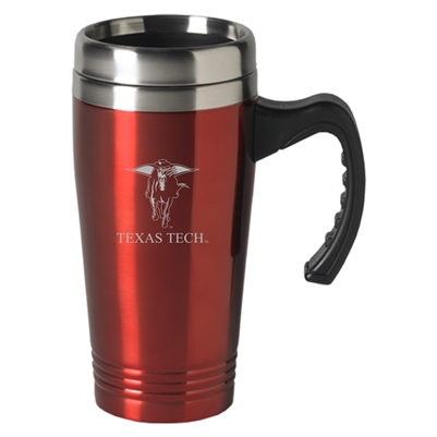 Texas Tech Red Raiders Engraved 16oz Stainless Steel Travel Mug - Red