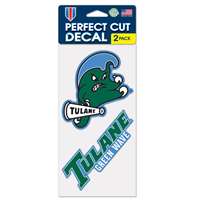 Tulane Green Wave Perfect Cut Decal 4" x 4" - Set of 2
