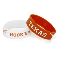 Texas Longhorns Wide Rubber Wristband - 2 Pack
