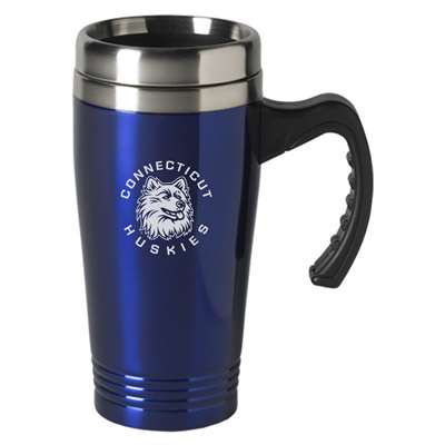 Uconn Huskies Engraved 16oz Stainless Steel Travel Mug - Blue