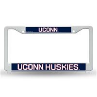 UConn Huskies White Plastic License Plate Frame