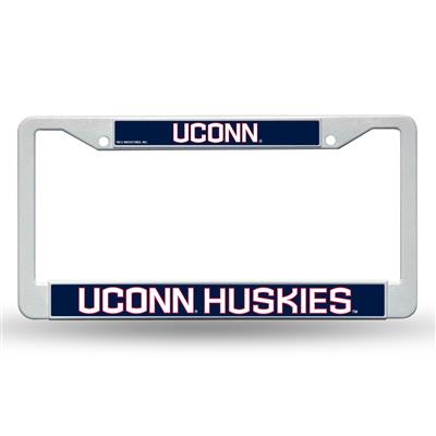 UConn Huskies White Plastic License Plate Frame