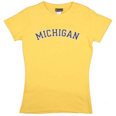 Michigan Womens T-shirt - Michigan Arched - By Champion - Champion Yellow