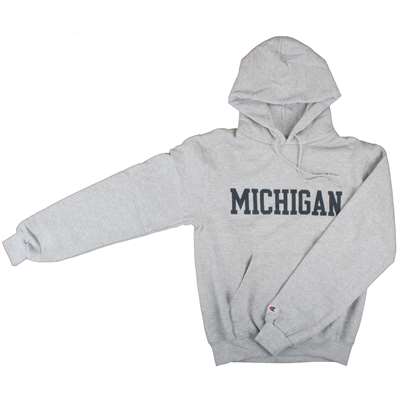 Michigan Hooded Sweatshirt - Michigan Straight - By Champion - Heather Gray