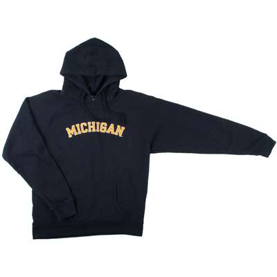 Michigan Womens Hooded Sweatshirt - Michigan Arched - By Champion - Marine Navy